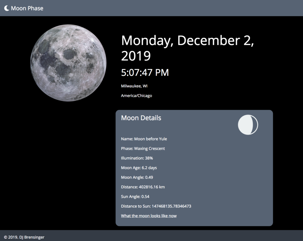 Screenshot of Moon Phase - Dec. 2, 2019